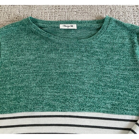 Blooming Jelly Women's Long Sleeve Round Neck Multicolor Stripe Sweater Size M - Picture 3 of 10